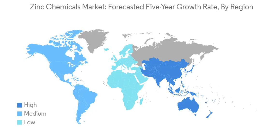 Market Analysis of Zinc Chemicals Market: Forecasted Growth Rate by Region